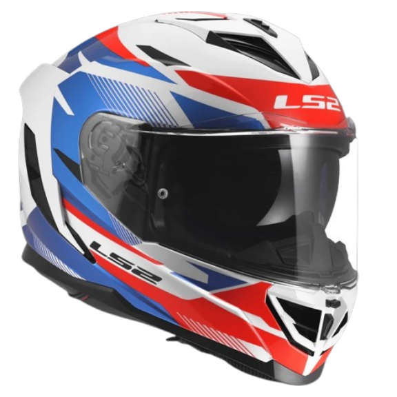LS2 FF818 STORM III KOMAI GLOSS WHITE BLUE RED (ECE 22.06)