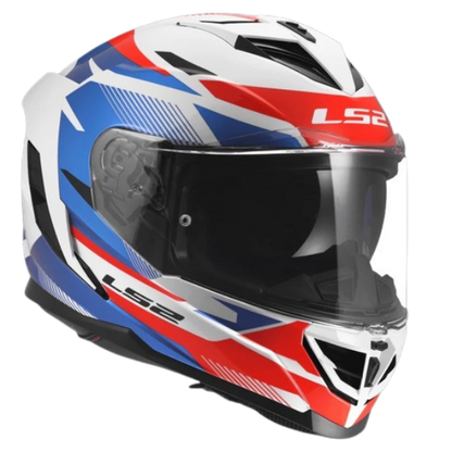 LS2 FF818 STORM III KOMAI GLOSS WHITE BLUE RED (ECE 22.06)