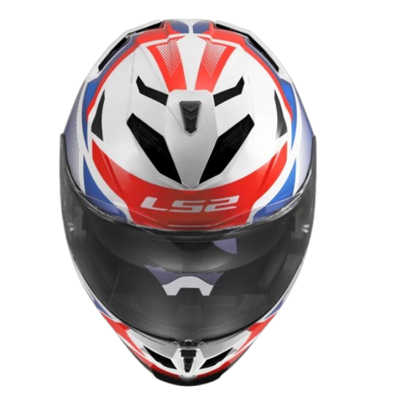 LS2 FF818 STORM III KOMAI GLOSS WHITE BLUE RED (ECE 22.06)