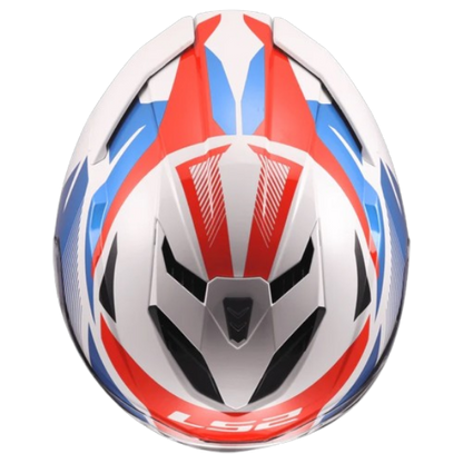 LS2 FF818 STORM III KOMAI GLOSS WHITE BLUE RED (ECE 22.06)