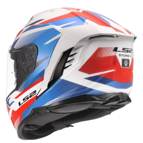 LS2 FF818 STORM III KOMAI GLOSS WHITE BLUE RED (ECE 22.06)