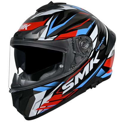 SMK Typhoon Rival Gloss Black White Red Helmet( GL213) ECE 22-06