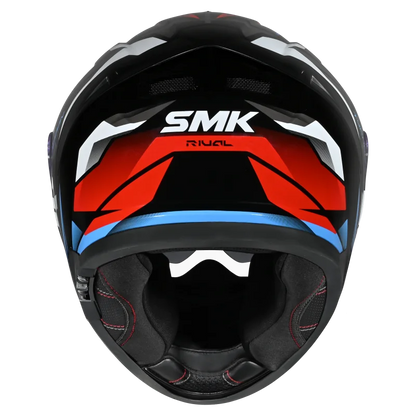 SMK Typhoon Rival Gloss Black White Red Helmet( GL213) ECE 22-06