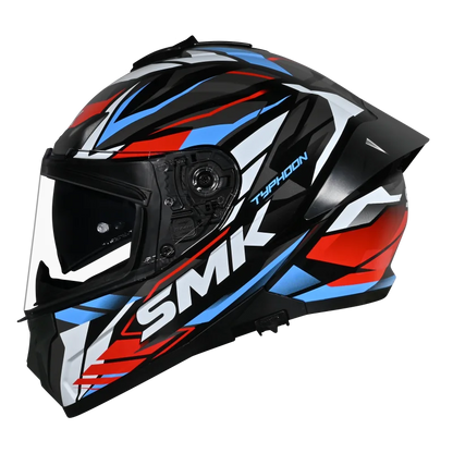 SMK Typhoon Rival Gloss Black White Red Helmet( GL213) ECE 22-06