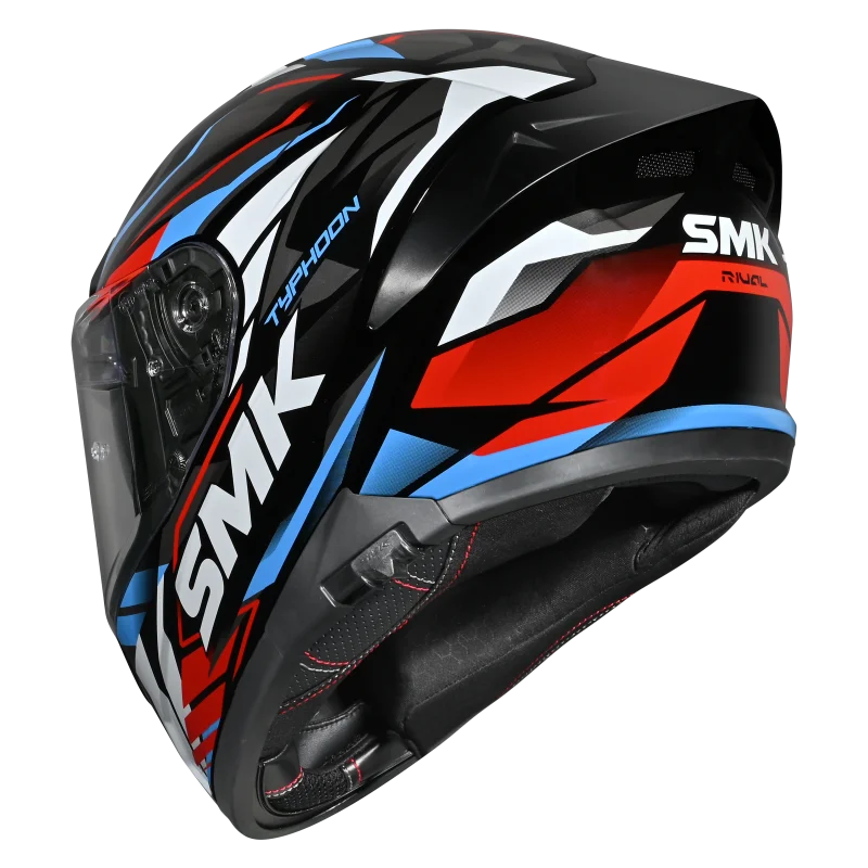 SMK Typhoon Rival Gloss Black White Red Helmet( GL213) ECE 22-06
