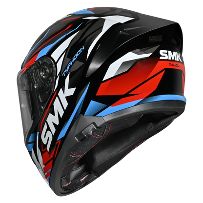 SMK Typhoon Rival Gloss Black White Red Helmet( GL213) ECE 22-06