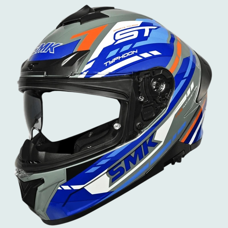 Smk Typhoon Tourer Gloss Grey Blue White Helmet -06 -GL651