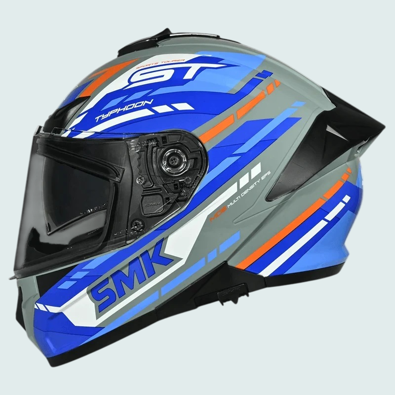Smk Typhoon Tourer Gloss Grey Blue White Helmet -06 -GL651