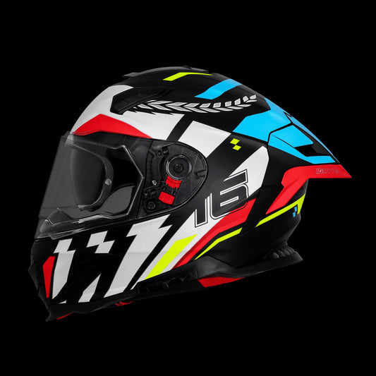 Steelbird IGNYTE IGN-16 GLOSSY STEADY BLACK WITH WHITE BLUE ISS DOT Helmets