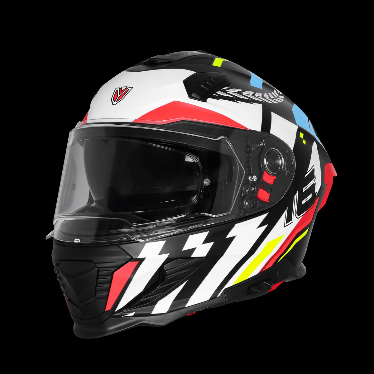 Steelbird IGNYTE IGN-16 GLOSSY STEADY BLACK WITH WHITE BLUE ISS DOT Helmets