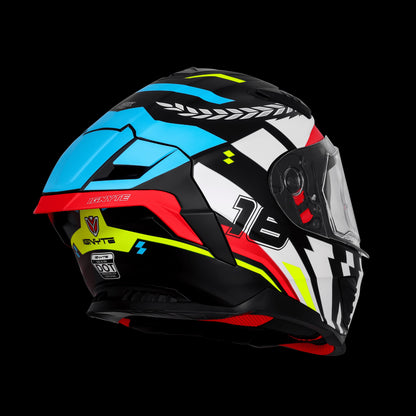Steelbird IGNYTE IGN-16 GLOSSY STEADY BLACK WITH WHITE BLUE ISS DOT Helmets