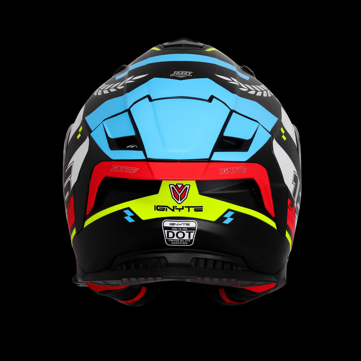 Steelbird IGNYTE IGN-16 GLOSSY STEADY BLACK WITH WHITE BLUE ISS DOT Helmets