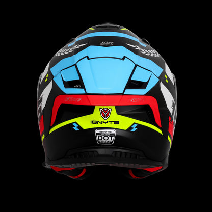 Steelbird IGNYTE IGN-16 GLOSSY STEADY BLACK WITH WHITE BLUE ISS DOT Helmets