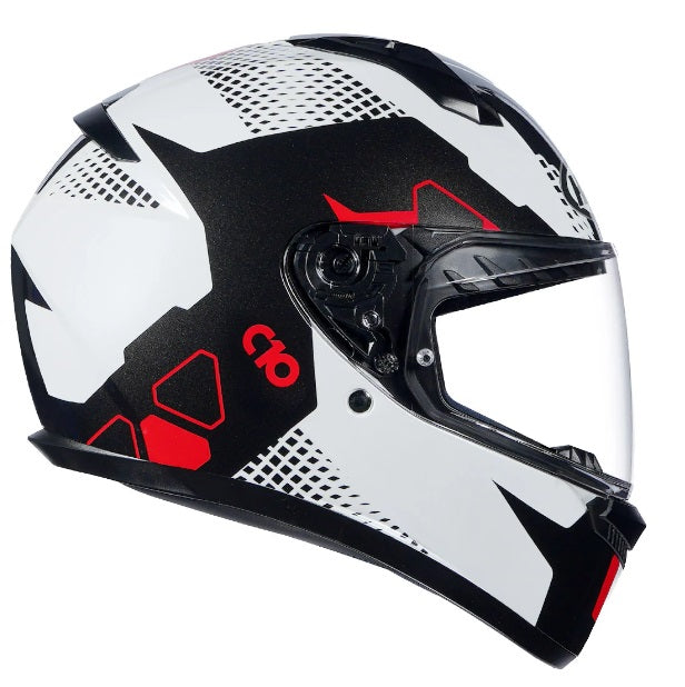 HJC C10 ASPA BLACK WHITE RED (MC1) HELMET