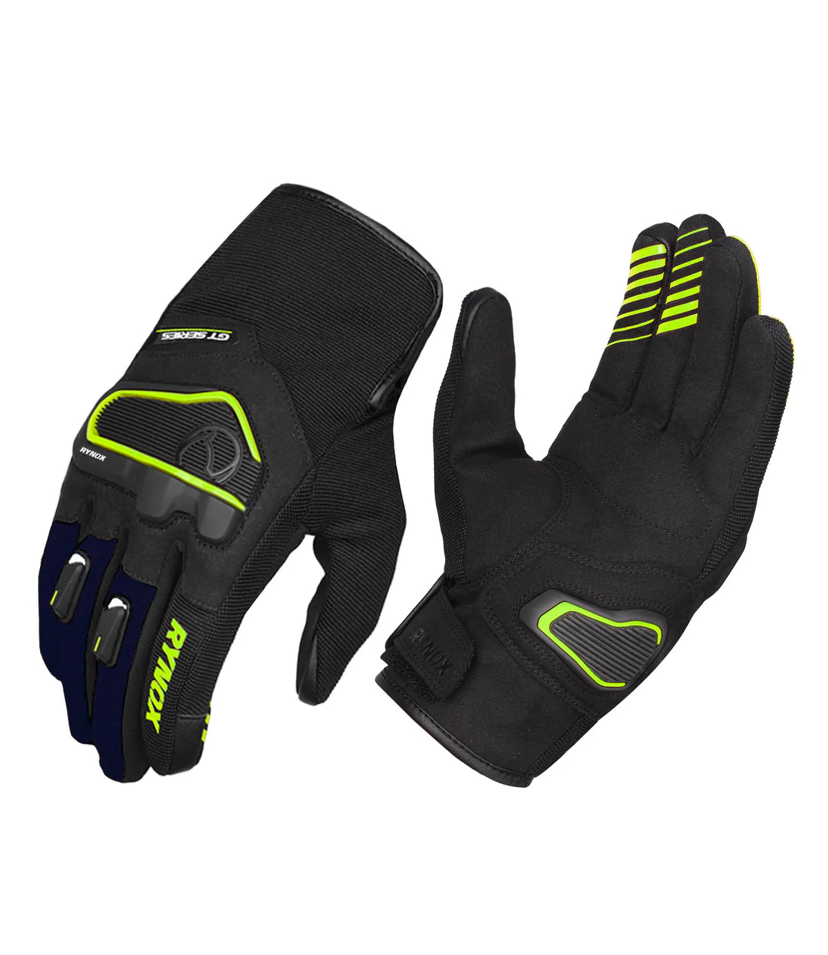Rynox Helium GT 2 Black-Hi Viz Green Gloves - AH Helmets