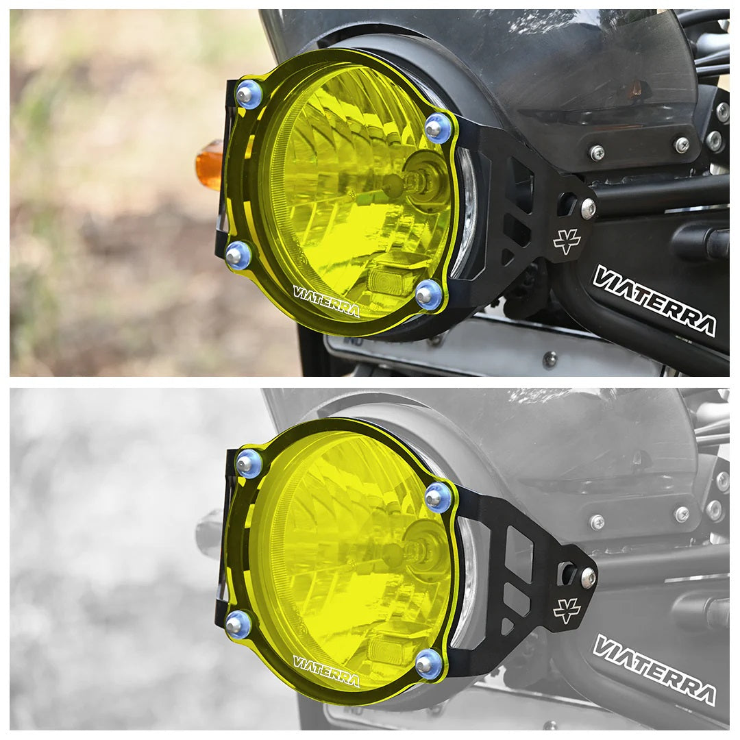 VIATERRA HEADLIGHT GRILL FOR HIMALAYAN BS4 YELLOW TINT - AH Helmets
