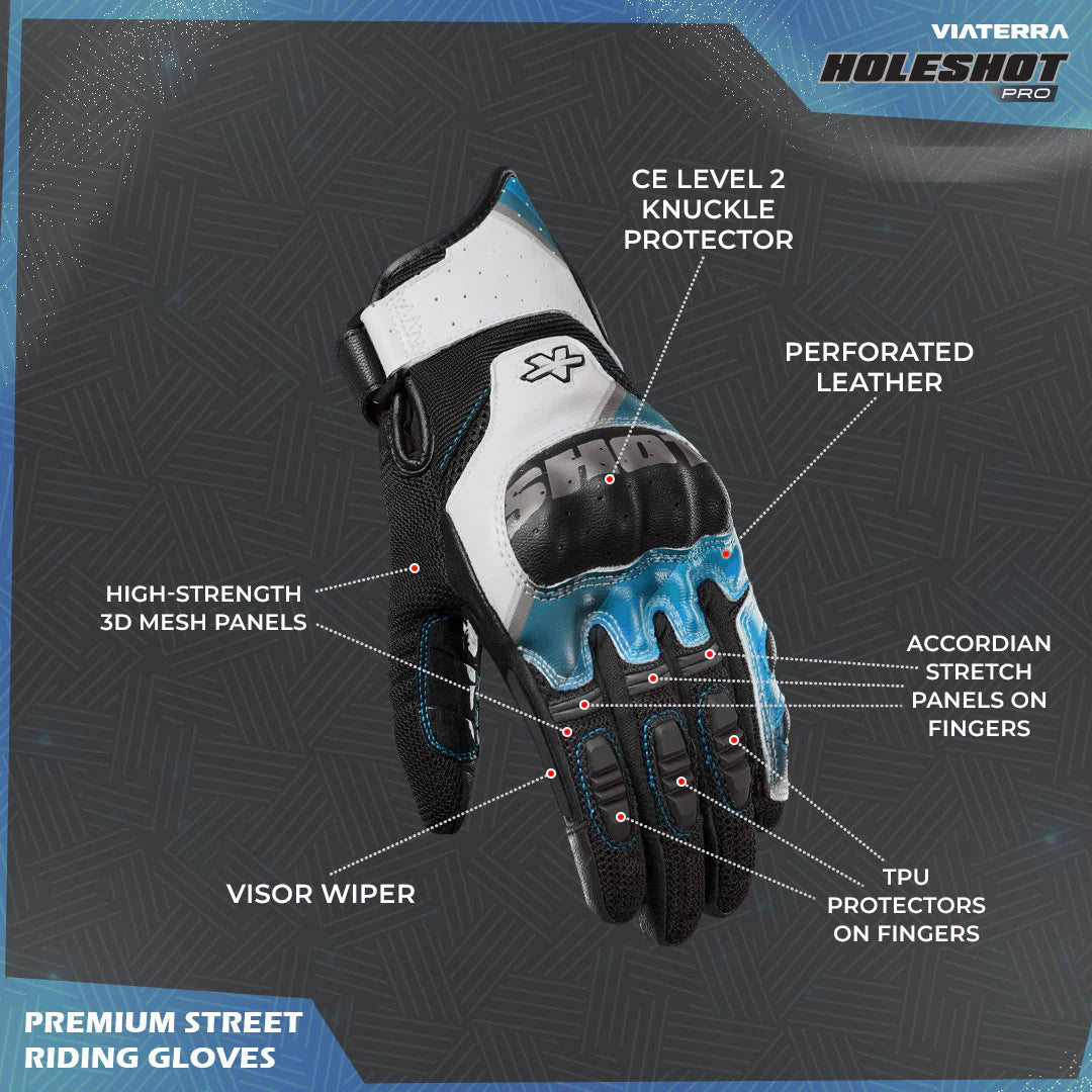 ViaTerra Holeshot Pro – Semi Gauntlet Hybrid Riding Gloves - AH Helmets