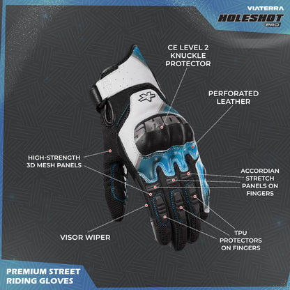 ViaTerra Holeshot Pro – Semi Gauntlet Hybrid Riding Gloves - AH Helmets