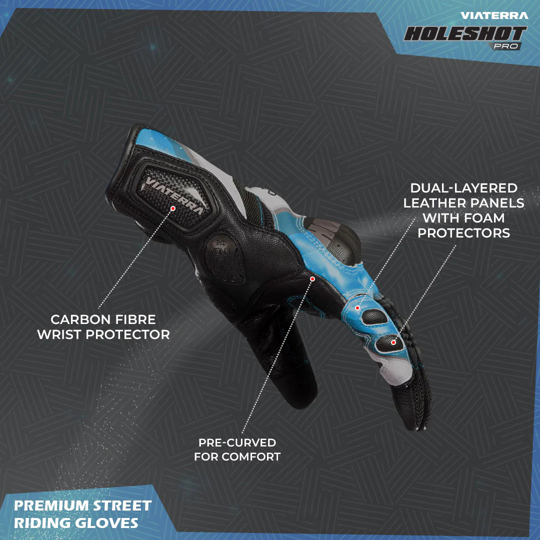ViaTerra Holeshot Pro – Semi Gauntlet Hybrid Riding Gloves - AH Helmets