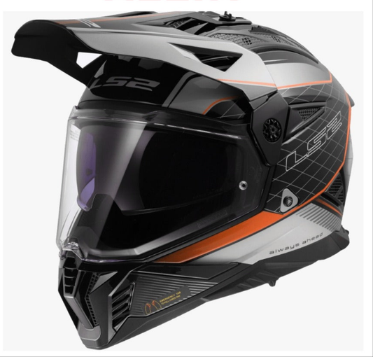 LS2 MX436 Pioneer II 100th Gloss Black Light Grey orange - 06 - AH Helmets
