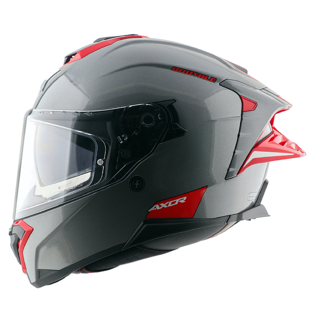 AXOR BRUTALE CORSA DUAL SPOILER HELMET - GLOSS ATHENA GREY RED