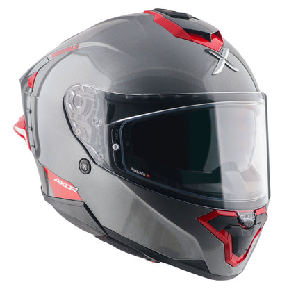 AXOR BRUTALE CORSA DUAL SPOILER HELMET - GLOSS ATHENA GREY RED
