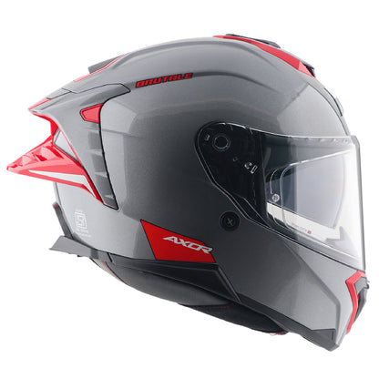 AXOR BRUTALE CORSA DUAL SPOILER HELMET - GLOSS ATHENA GREY RED