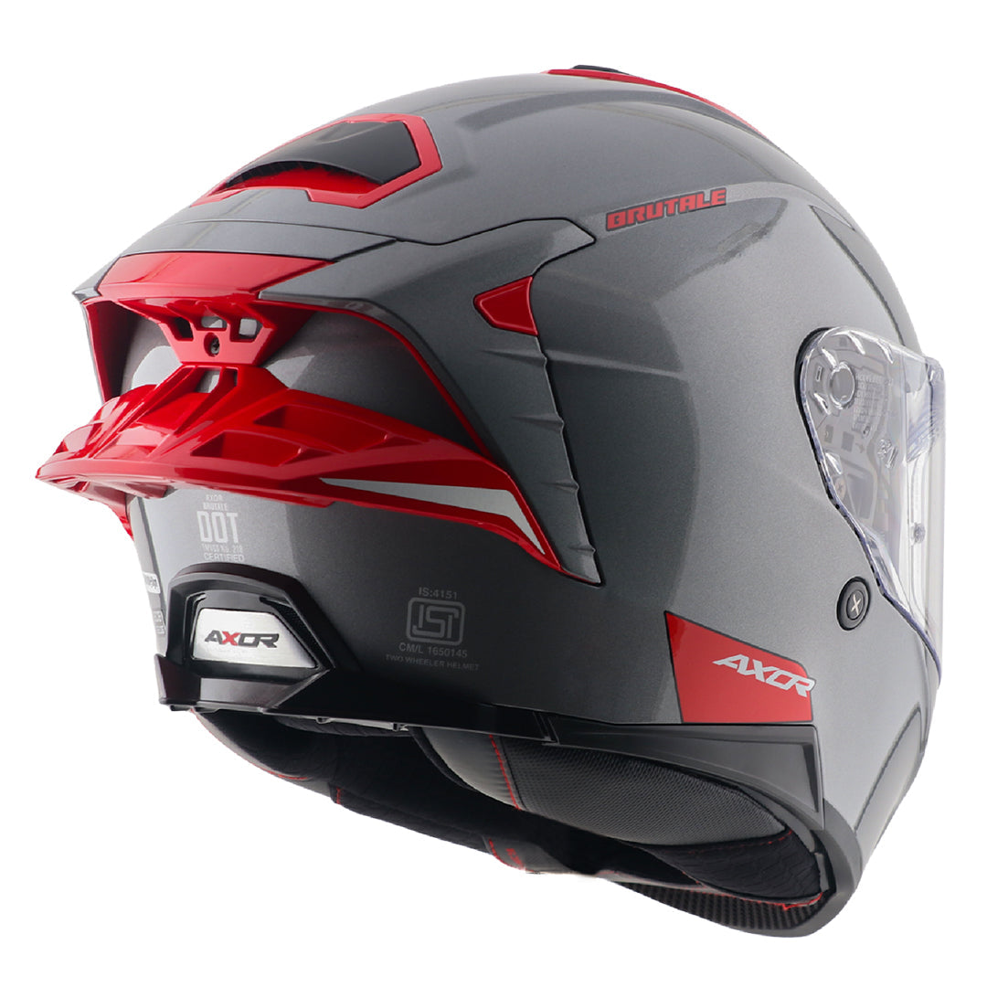 AXOR BRUTALE CORSA DUAL SPOILER HELMET - GLOSS ATHENA GREY RED