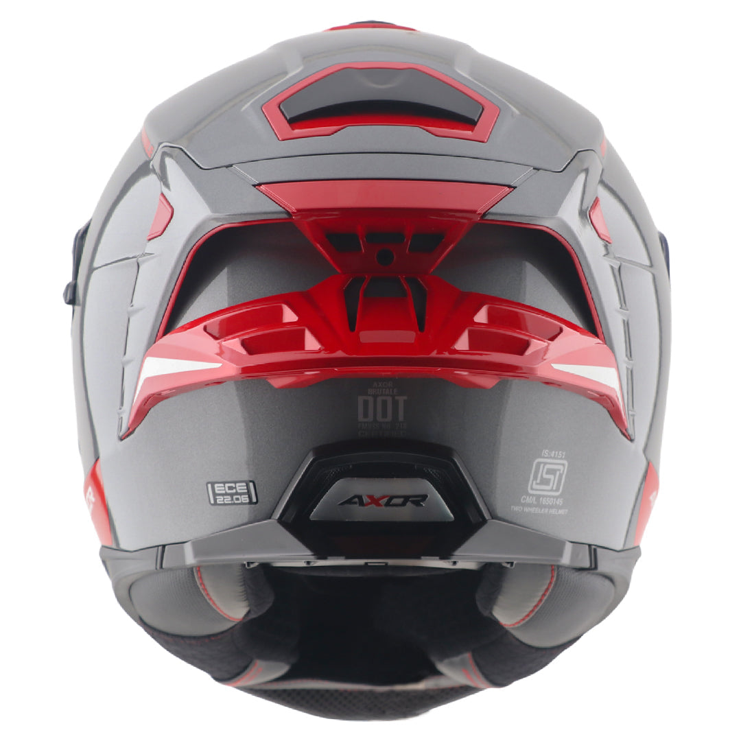 AXOR BRUTALE CORSA DUAL SPOILER HELMET - GLOSS ATHENA GREY RED