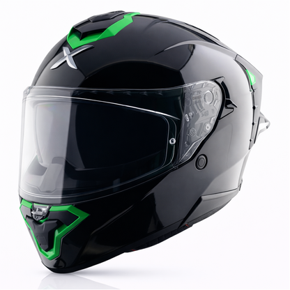 AXOR BRUTALE CORSA DUAL SPOILER HELMET - GLOSS BLACK GREEN