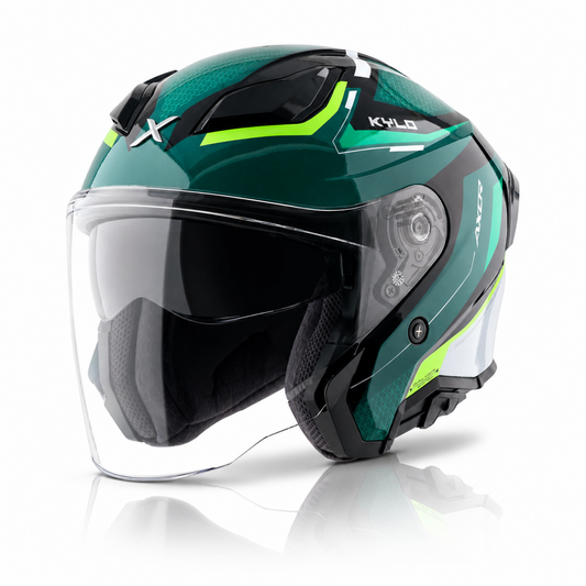 AXOR KYLO BLISS HALF HELMETS- GLOSS GREEN NEON YELLOW