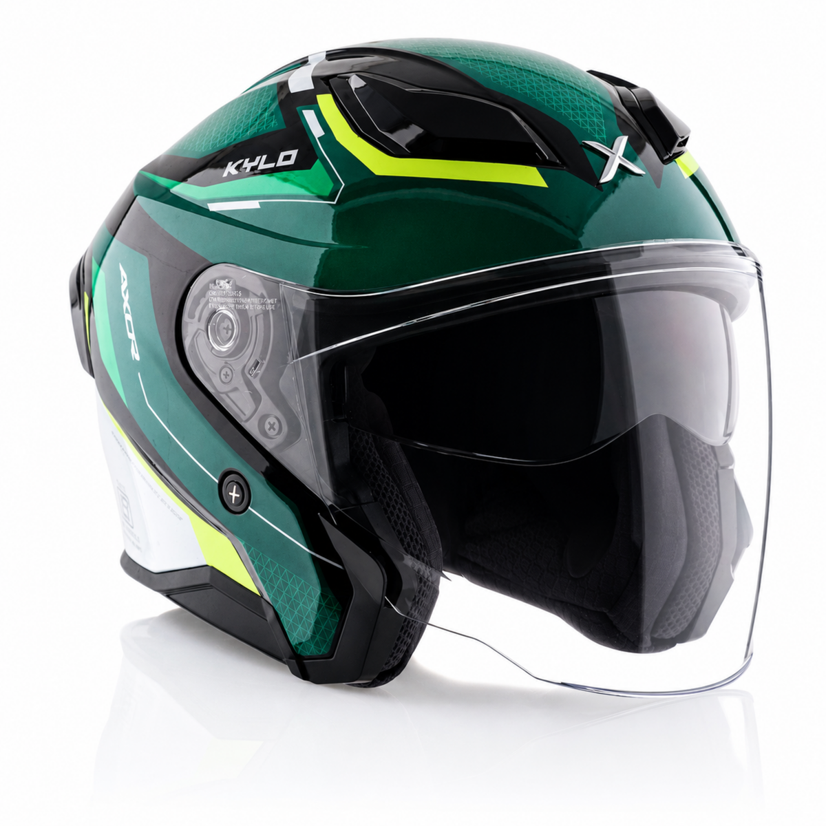 AXOR KYLO BLISS HALF HELMETS- GLOSS GREEN NEON YELLOW