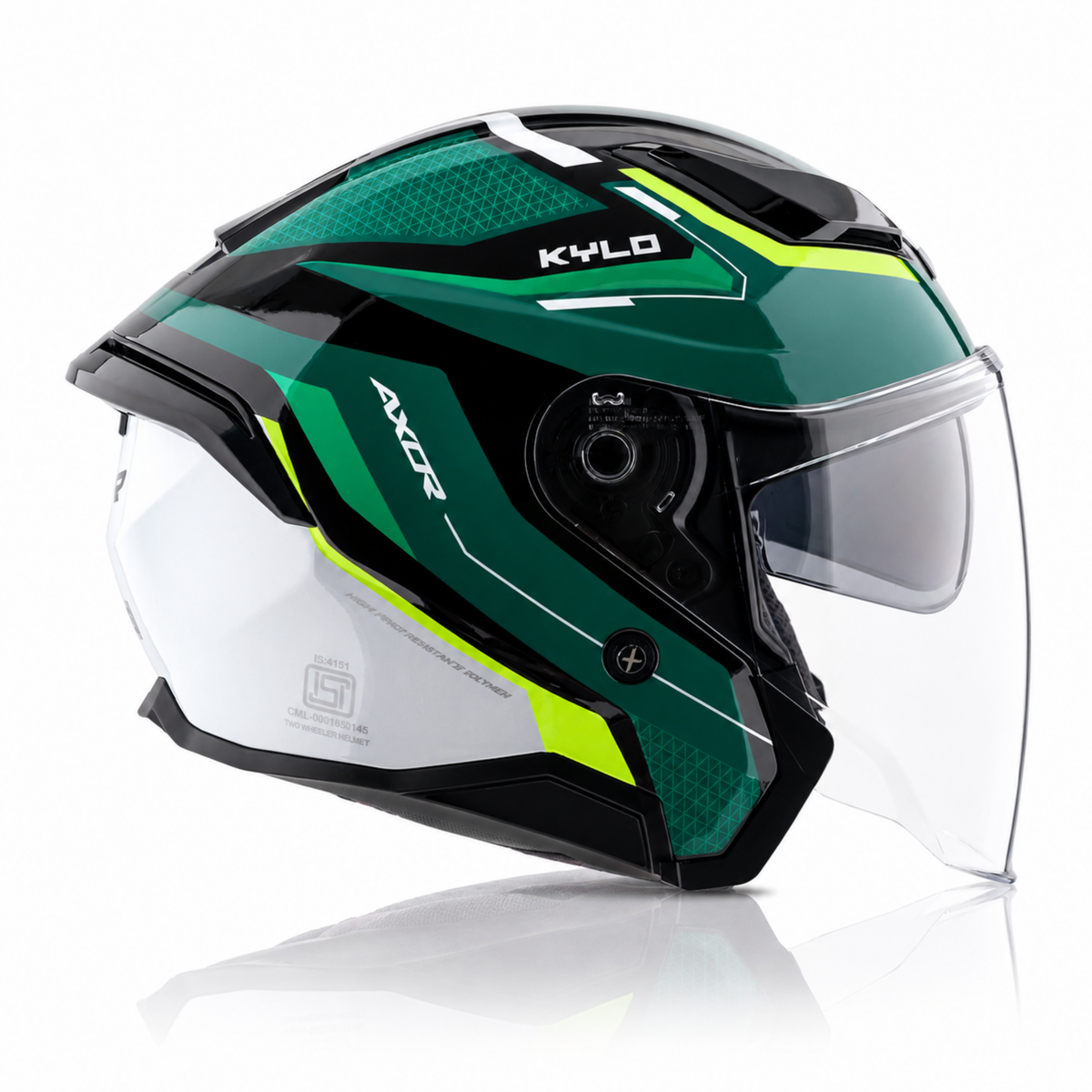 AXOR KYLO BLISS HALF HELMETS- GLOSS GREEN NEON YELLOW
