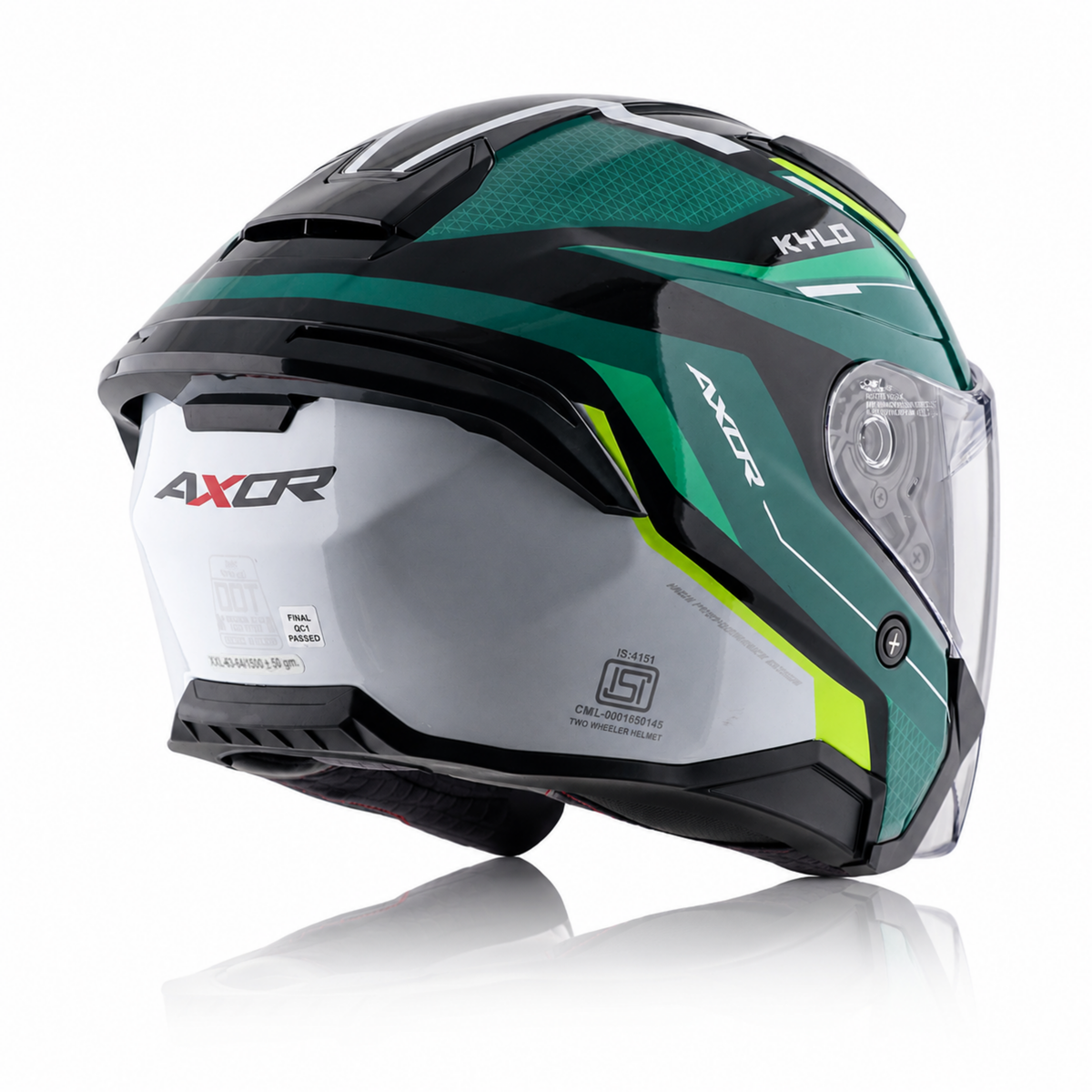 AXOR KYLO BLISS HALF HELMETS- GLOSS GREEN NEON YELLOW