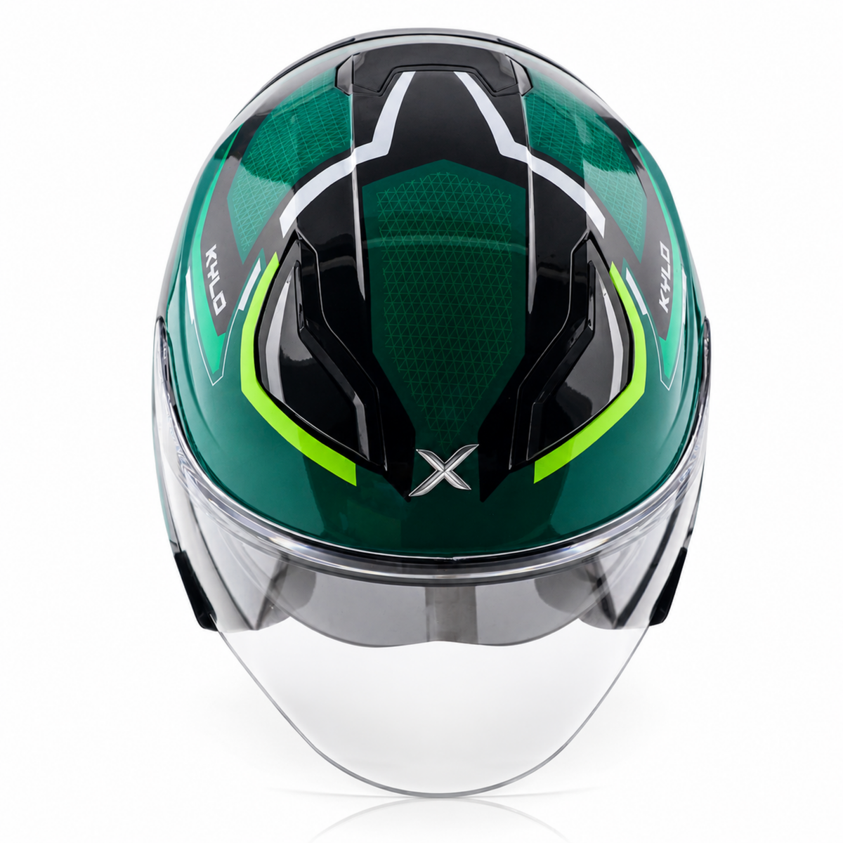 AXOR KYLO BLISS HALF HELMETS- GLOSS GREEN NEON YELLOW