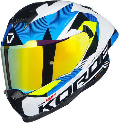 Korda Sonic GP Brave W/V Helmet - Gloss White Flo Yellow