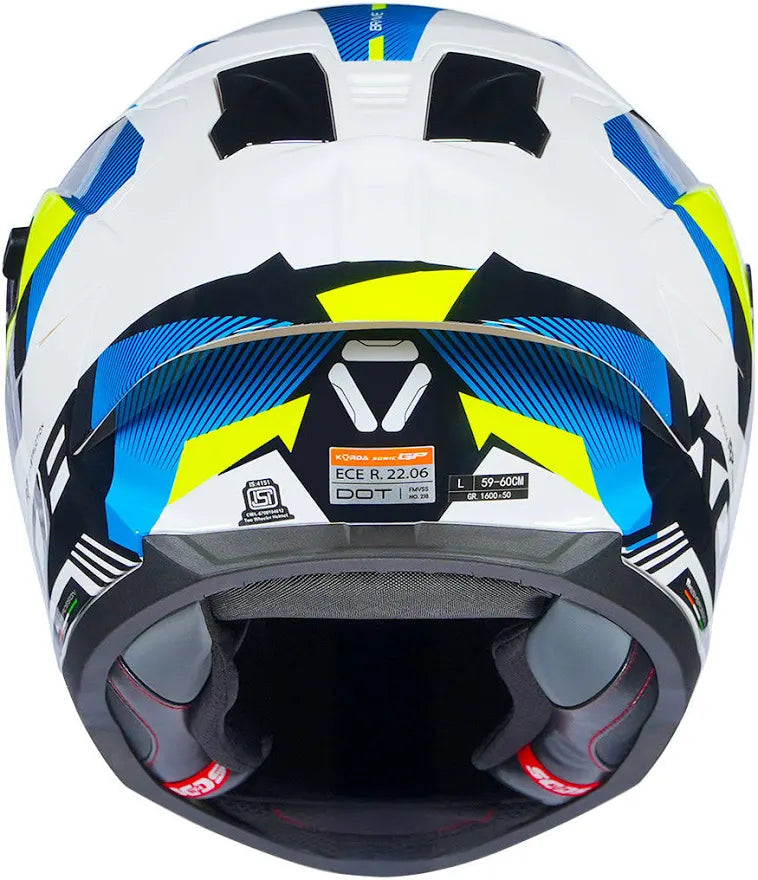 Korda Sonic GP Brave W/V Helmet - Gloss White Flo Yellow