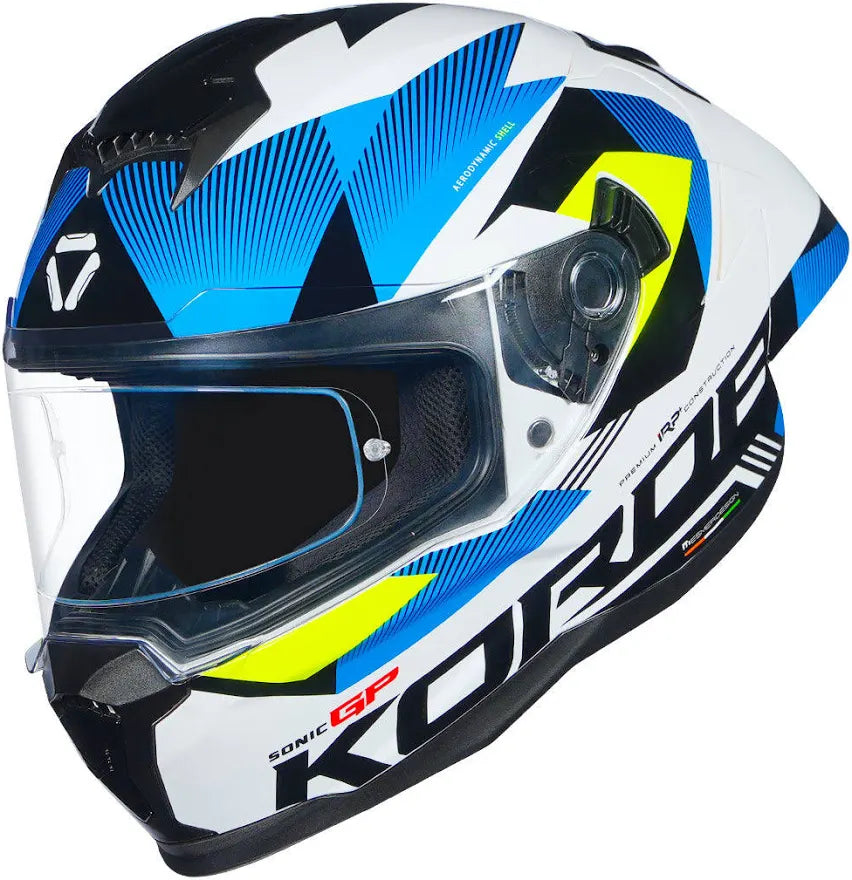 Korda Sonic GP Brave W/V Helmet - Gloss White Flo Yellow