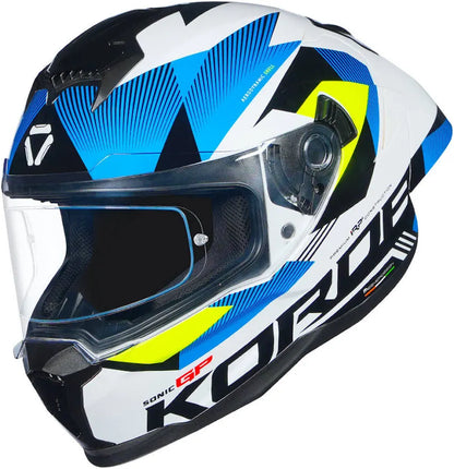 Korda Sonic GP Brave W/V Helmet - Gloss White Flo Yellow