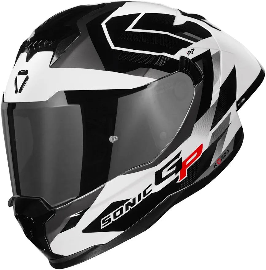 KORDA SONIC GP FLASH W/V HELMET- GLOSS WHITE BLACK