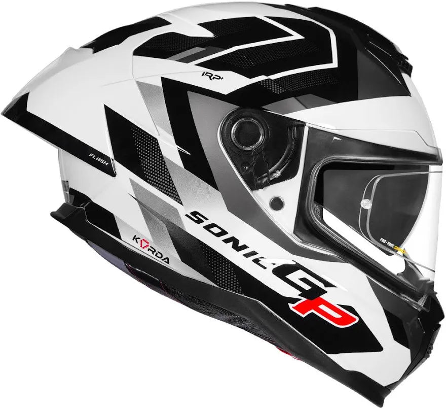KORDA SONIC GP FLASH W/V HELMET- GLOSS WHITE BLACK