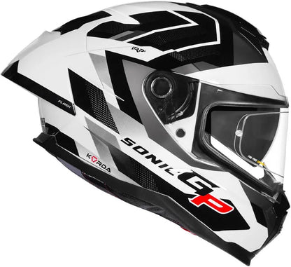 KORDA SONIC GP FLASH W/V HELMET- GLOSS WHITE BLACK
