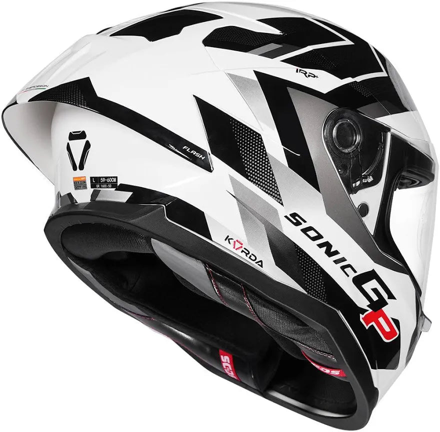 KORDA SONIC GP FLASH W/V HELMET- GLOSS WHITE BLACK