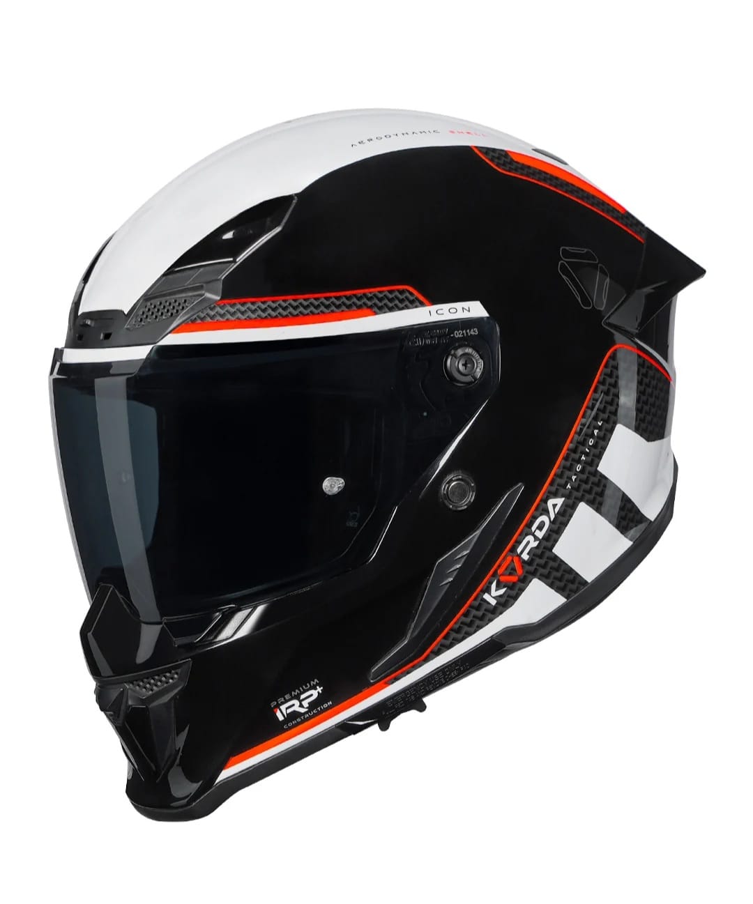 KORDA ICON TOKIO GLOSS WHITE RED HELMET (Dual visor)