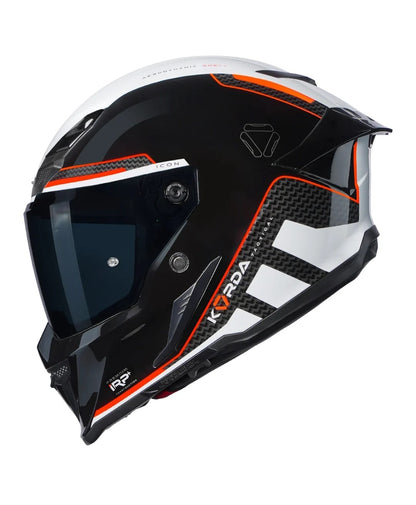 KORDA ICON TOKIO GLOSS WHITE RED HELMET (Dual visor)