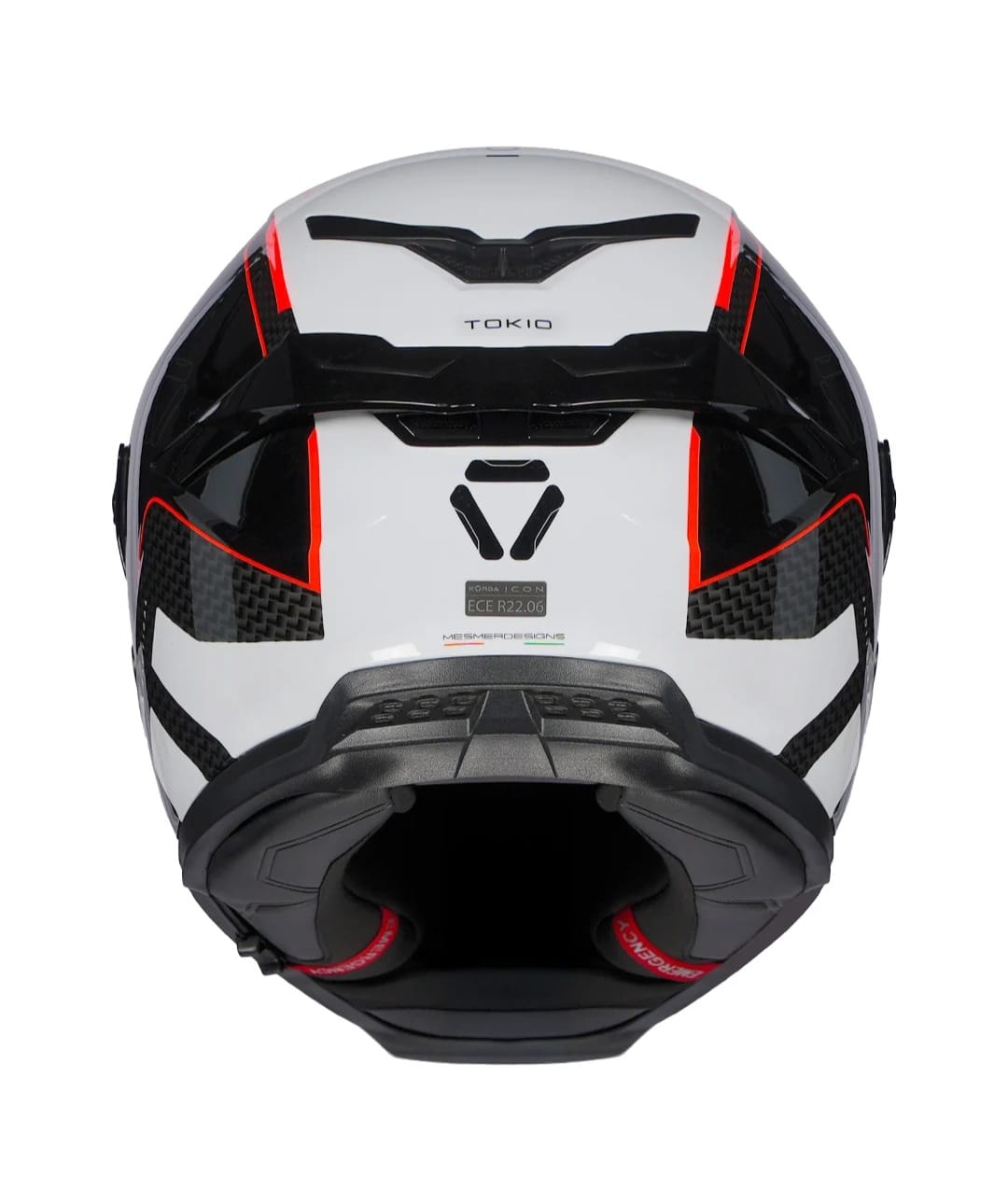 KORDA ICON TOKIO GLOSS WHITE RED HELMET (Dual visor)