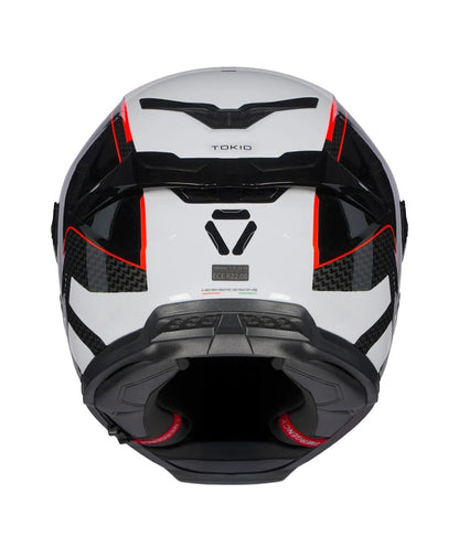 KORDA ICON TOKIO GLOSS WHITE RED HELMET (Dual visor)