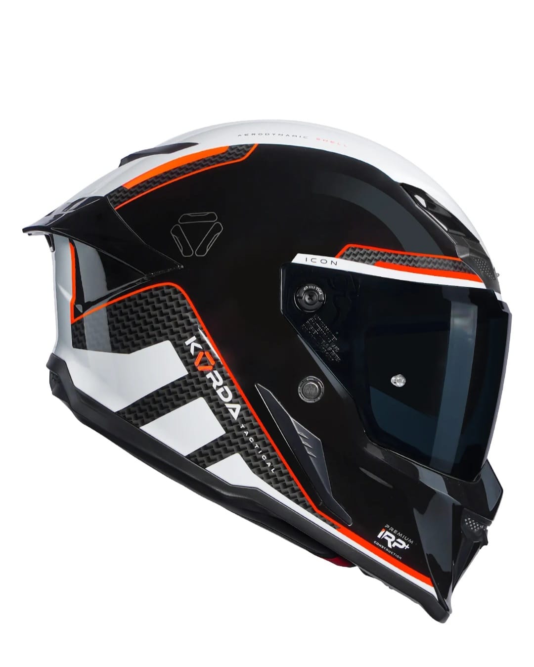 KORDA ICON TOKIO GLOSS WHITE RED HELMET (Dual visor)