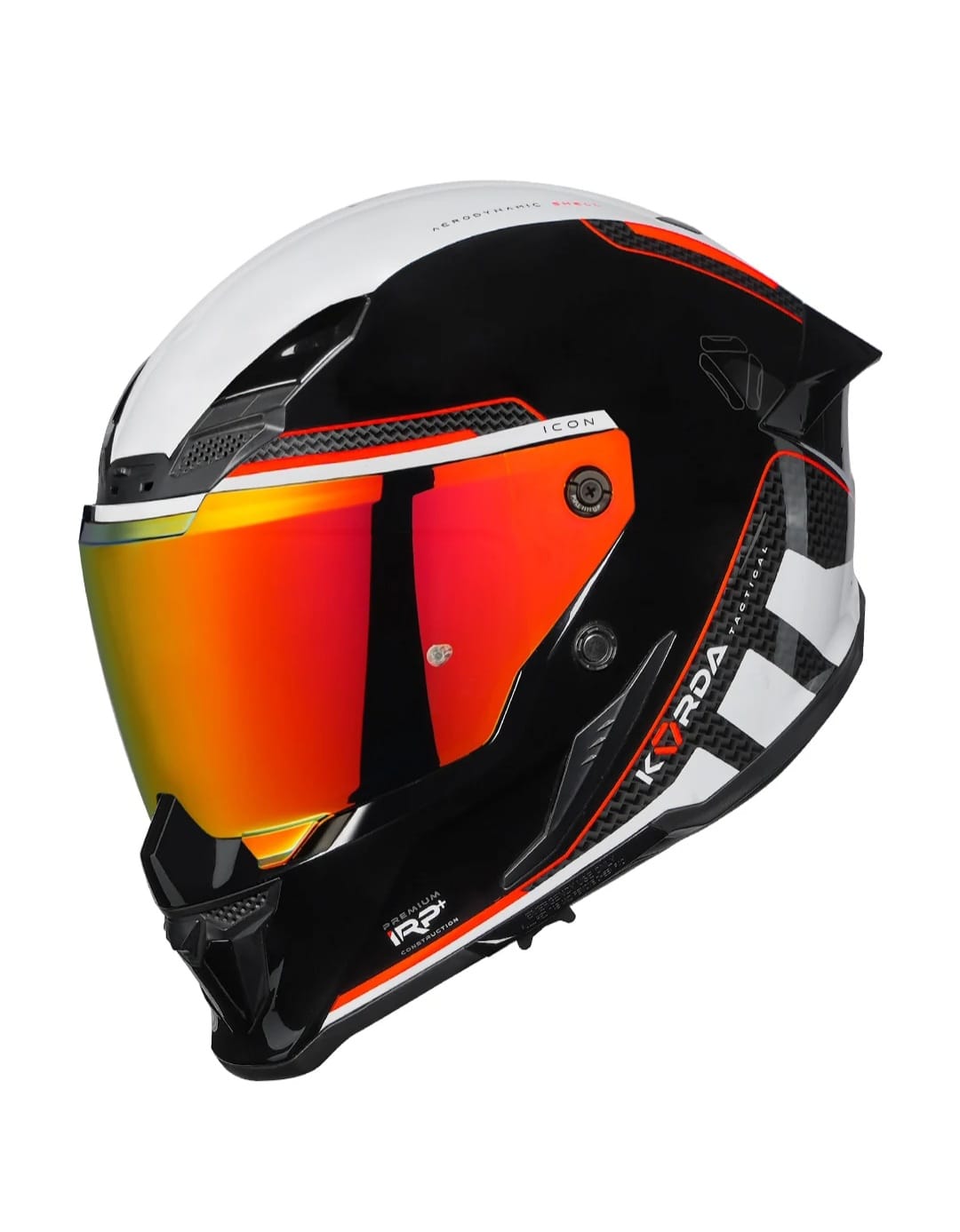 KORDA ICON TOKIO GLOSS WHITE RED HELMET (Dual visor)