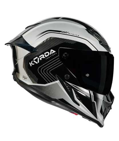 KORDA ICON STRIKE GLOSS GREY Helmet (DUAL VISOR)